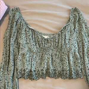 Hollister Green Floral Blouse